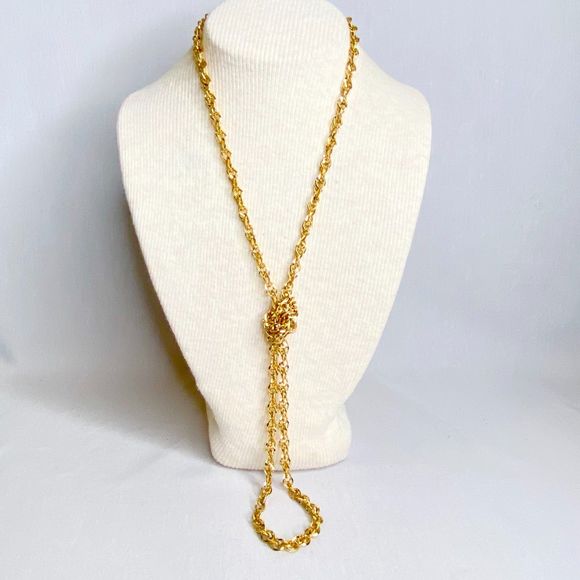 Opera Chain Necklace Gold Tone Spiral Links 36" - Picture 3 of 7